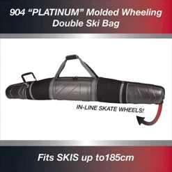 Athalon Platinum Hard Shell Wheeled Double Ski Bag - 185cm